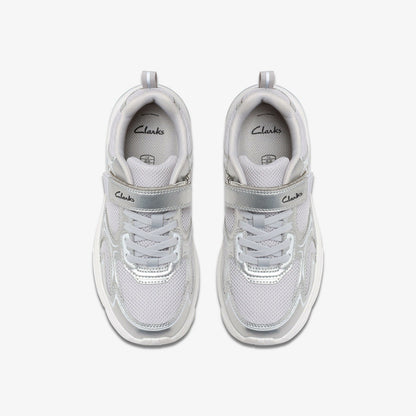 Crafton Move Kid Silver Metallic | Clarks for sale
