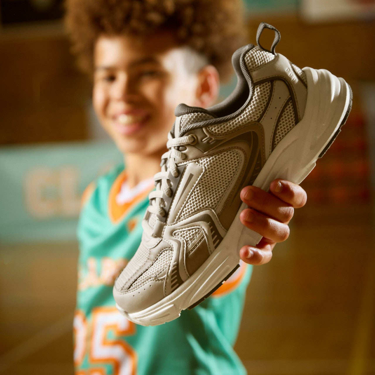 Crafton Move Youth Beige Combination | Clarks on Sale