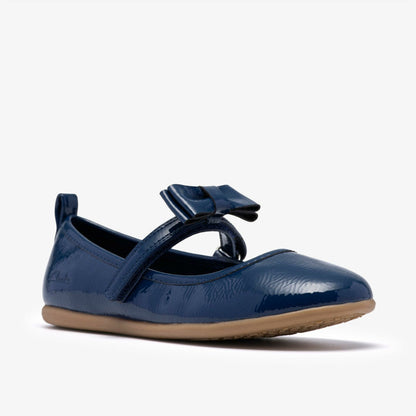 Charm Bow Kid Navy Patent | Clarks on Sale