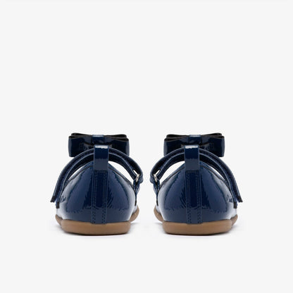 Charm Bow Kid Navy Patent | Clarks on Sale