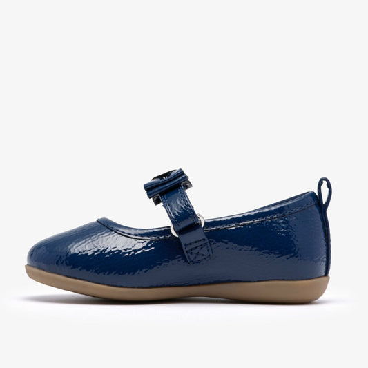 Charm Bow Toddler Navy Patent | Clarks on Sale