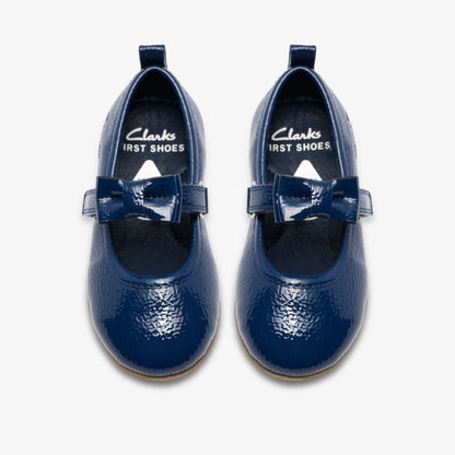 Charm Bow Toddler Navy Patent | Clarks on Sale